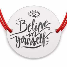 Brățară argint 925 cu bănuț Believe in yourself, șnur reglabil — cadou motivațional B-E1281