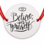 Brățară argint 925 cu bănuț Believe in yourself, șnur reglabil — cadou motivațional B-E1281