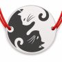 Brățară argint 925 cu bănuț pisici Yin și Yang, șnur reglabil — cadou pentru iubitorii de pisici B-E0023