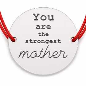 Brățară argint 925 cu bănuț You Are The Strongest Mother, șnur reglabil — cadou mamă B-E1215