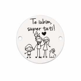 Bănuț de argint 925 gravat Te iubim, super tati! E1293