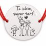 Brățară argint 925 cu bănuț Te iubim, super tati!, șnur reglabil — cadou pentru tată B-E1293
