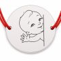 Brățară argint 925 cu bănuț băiețel jucăuș, șnur reglabil — cadou pentru băiat B-E1296