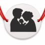 Brățară argint 925 cu bănuț părinți și bebeluș, șnur reglabil — cadou familie B-E1359