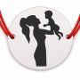 Brățară argint 925 cu bănuț mamă și bebeluș, șnur reglabil — cadou pentru mama B-E1361