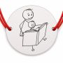 Brățară argint 925 cu bănuț tată și fiu citind, șnur reglabil — cadou pentru tata B-E1368