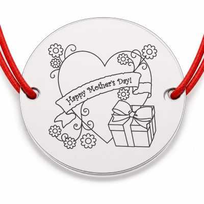 Brățară argint 925 cu bănuț Happy Mother's Day, șnur reglabil — cadou pentru mama B-E1417