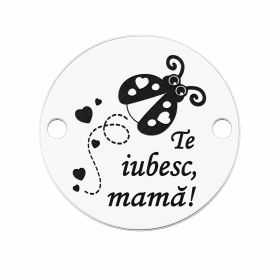 Bănuț argint 925 gravat Te iubesc, mamă, Ø 16,5 mm — cadou E1438