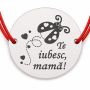 Brățară argint 925 cu bănuț Te iubesc, mamă, șnur reglabil — cadou B-E1438