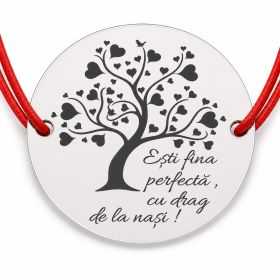 Brățară argint 925 cu bănuț fina perfectă, șnur reglabil — cadou B-E1446