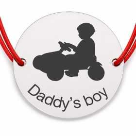 Brățară argint 925 cu bănuț Daddy’s Boy, șnur reglabil — cadou B-E1458