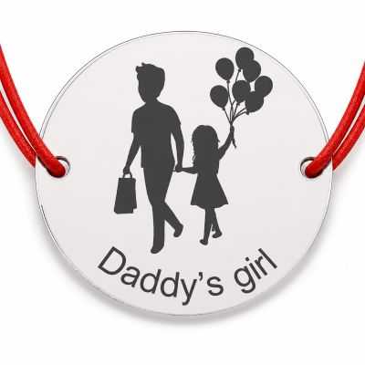 Brățară argint 925 cu bănuț Daddy’s Girl, șnur reglabil — cadou B-E1459
