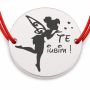 Brățară argint 925 cu bănuț Te iubim Zână, șnur reglabil — cadou B-E1462