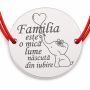 Brățară argint 925 cu bănuț Familia din iubire, șnur reglabil — cadou B-E1465