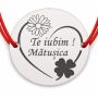 Brățară argint 925 cu bănuț Te iubim Mătușica, șnur reglabil — cadou B-E1466