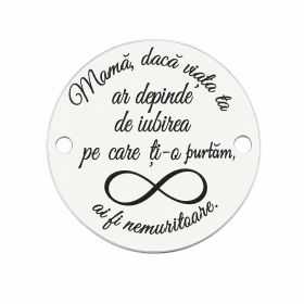 Bănuț argint 925 gravat Mamă iubită, Ø 16,5 mm — pentru mamă E1468