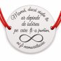 Brățară argint 925 cu bănuț Mamă iubită, șnur reglabil — cadou B-E1468