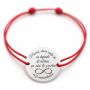 Brățară argint 925 cu bănuț Mamă iubită, șnur reglabil — cadou B-E1468