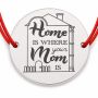 Brățară argint 925 cu bănuț Home Is Where Mom Is, șnur reglabil — cadou B-E1472