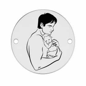 Bănuț argint 925 gravat tată și bebeluș, Ø 16,5 mm — pentru tată E1495