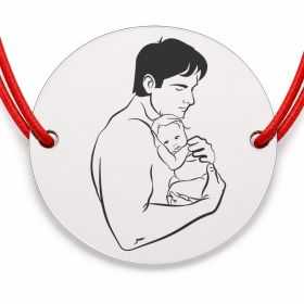 Brățară argint 925 cu bănuț tată și bebeluș, șnur reglabil — cadou B-E1495