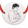 Brățară argint 925 cu bănuț tată și bebeluș, șnur reglabil — cadou B-E1495