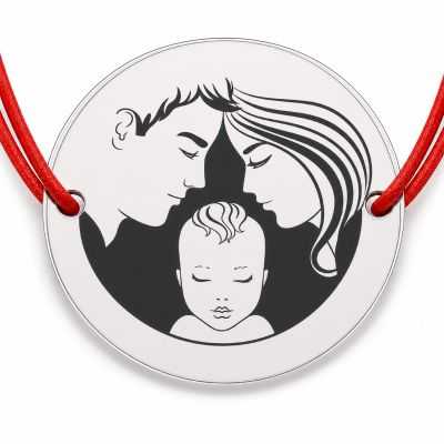 Brățară argint 925 cu bănuț familie fericită, șnur reglabil — cadou B-E1499