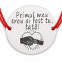 Brățară argint 925 cu bănuț Tata erou, șnur reglabil — cadou B-E1511