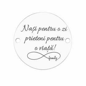 Bănuț argint 925 gravat Nași și prieteni, Ø 16,5 mm — pentru nași E1518