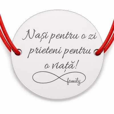 Brățară argint 925 cu bănuț Nași și prieteni, șnur reglabil — cadou B-E1518