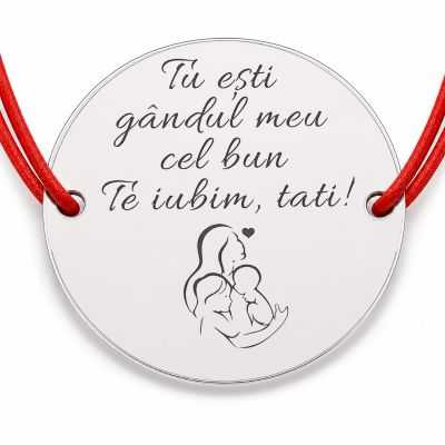 Brățară argint 925 cu bănuț Gândul bun, șnur reglabil — cadou B-E1519