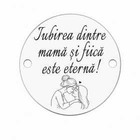 Bănuț argint 925 gravat mamă și fiică, Ø 16,5 mm — pentru mamă E1528