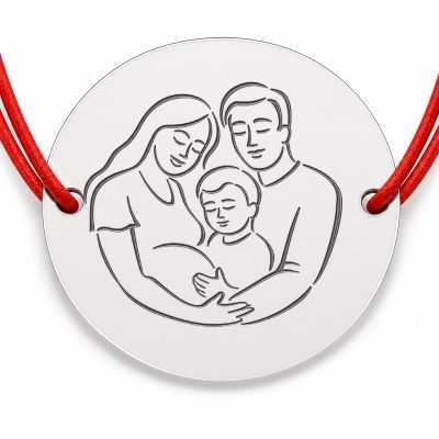 Brățară argint 925 cu bănuț familie în așteptare, șnur reglabil — cadou B-E1575