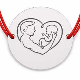 Brățară argint 925 cu bănuț tată și bebeluș, șnur reglabil — cadou B-E1648