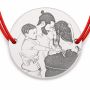 Brățară argint 925 cu bănuț familie tânără, șnur reglabil — cadou B-E1654