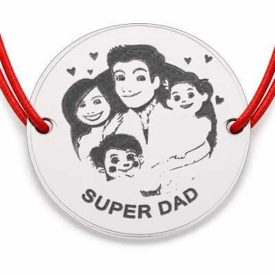 Brățară argint 925 cu bănuț Super Dad, șnur reglabil — cadou B-E1756