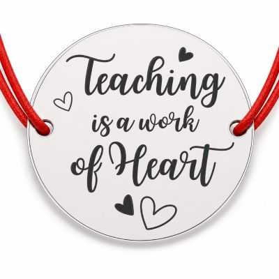 Brățară argint 925 Teaching is a Work of Heart, șnur reglabil — cadou profesor B-G0633-GS
