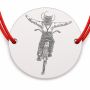 Brățară argint 925 cu bănuț biciclist, șnur reglabil — cadou B-E1669