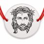 Brățară argint 925 cu bănuț Isus, șnur reglabil — cadou creștin B-E0427