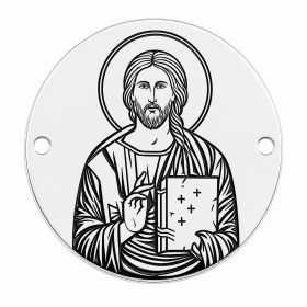 Brățară cu bănuț Iisus Hristos din argint 925, șnur negru reglabil, gravură laser, 16,5 mm S0261