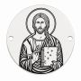 Brățară Iisus Hristos argint 925, șnur negru reglabil