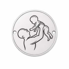 Bănuț de argint 925 gravat în relief Tată cu Bebeluș E2103