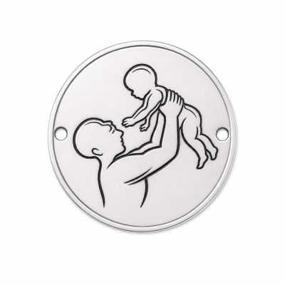 Bănuț de argint 925 gravat în relief Tată cu Bebeluș E2103