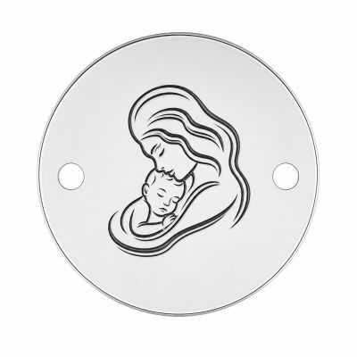 Bănuț de argint 925 gravat în relief Mamă cu Bebeluș E2105