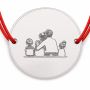 Brățară argint 925 cu familie și doi copii, șnur reglabil — cadou familie B-E2106
