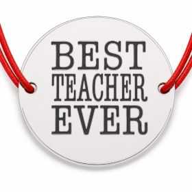 Brățară argint 925 Best Teacher Ever, șnur reglabil — cadou pentru profesoară B-E2112