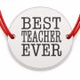 Brățară argint 925 Best Teacher Ever, șnur reglabil — cadou pentru profesoară B-E2112