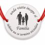 Brățară argint 925 Familia, părinți și fetiță, șnur reglabil — cadou B-E0149