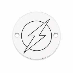 Medalion cu fulger supererou din argint 925, gravură laser 12mm E1847
