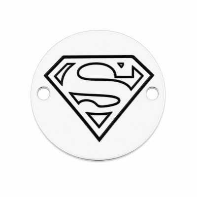 Medalion logo supererou din argint 925, gravură laser 12mm E1859